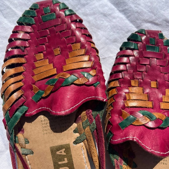 Muted Berry and Camel Woven Leather Flats - Picture 7 of 11